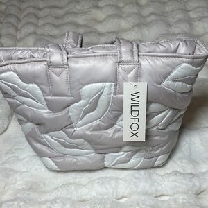 Wildfox Metallic Silver Quilted Tote